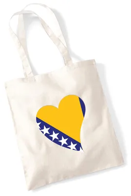Produktbild von Huuraa Jutebeutel Bosnien und Herzegowina Flagge Herz 10 Liter Natural Baumwolle Tasche Geschenkidee