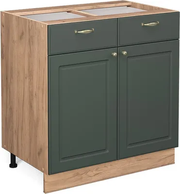 Produktbild von Vicco Küchenunterschrank Fame-Line, 80 cm ohne Arbeitsplatte, Grün-Gold Landhaus/Goldkraft Eiche