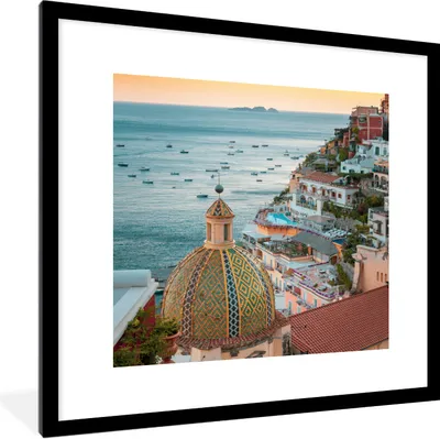 Produktbild von MuchoWow® Gerahmtes Poster Italien - Positano - Meer 40x40 cm - Poster mit Schwarzem Bilderrahmen Wandposter Rahmen Foto Bilder - Poster - Plakat im Rahmen