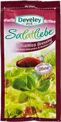 Produktbild von Develey Salatliebe Portionspackung Balsamico Kräuter Dressing 3% Fett 14 x 75 ml