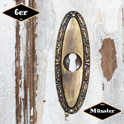 Produktbild von Schlüsselplatte,Serie"Münster",6er Pack|Eisen in Messing pat.|H9,5xB3,4cm