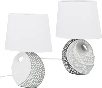Zdjęcie produktu dla Gilde Tischleuchte, rund, "Nikiti", Keramik, grau, weiß, L. 11.5 cm, B. 20 cm, H. 29 cm 58257 4063387582572 2 Stück (2-fach sortiert)