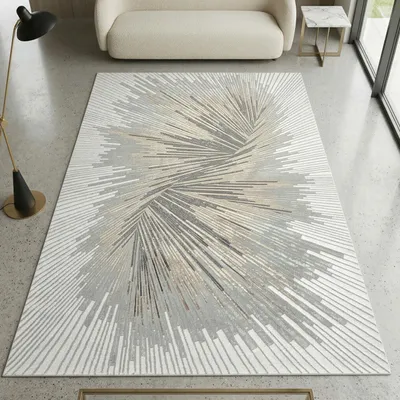 Zdjęcie produktu dla Dywan z abstrakcyjnym wzorem i połyskującymi srebrno-brązowymi włóknami Rozmiar - 140 x 200 cm