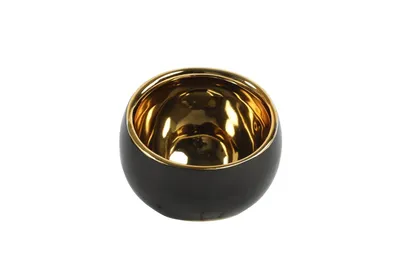 Produktbild von Teelichthalter Vaneta Round - Schwarz/Gold - 15,5 x 15,5 x 13,5 cm