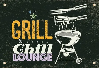 Produktbild von vianmo Holzschild 12x18 cm Grill & Chill Lounge 5 Sterne