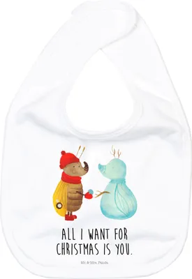 Produktbild von Mr. & Mrs. Panda Lätzchen Nachtfalter Schneemann - Weiß - Geschenk, Schlabberlätzchen, Schlabberlatz, Weihnachtsgruß, Winter, Weihnachten, Sabberlätzchen, Für Babys