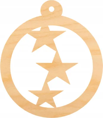 Image de Boule d'ornement en bois 6cm - Étoiles