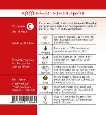 Produktbild von Dürr-Samen - Pfefferminze - Saatgut - 0186