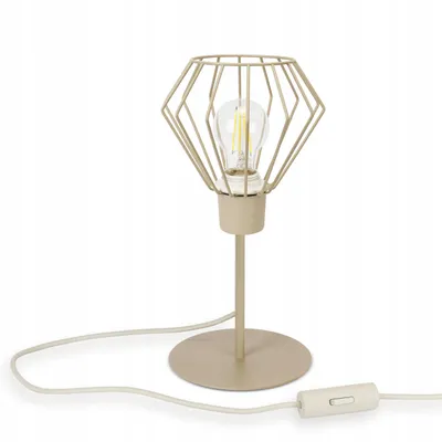 Produktbild von Luxolar Tischlampe aus Metal Draht Beige-Grau E27 60W – LOFT Nachttischlampe mit schalter im Glamour-Design für Schlafzimmer, Wohnzimmer