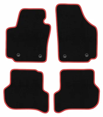 Image de Tapis de sol en moquette pour Seat Altea XL 2006-08.2008 (monospace) – jeu 4 pièces, noir/rouge, sur mesure – Wielganizator CARLUX