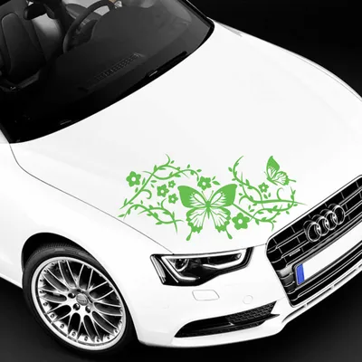 Produktbild von Aufkleber - Autoaufkleber "Butterfly Rankelement" 40cm x 18cm lindgrün - Tuning Carystyling Heckscheibe Auto