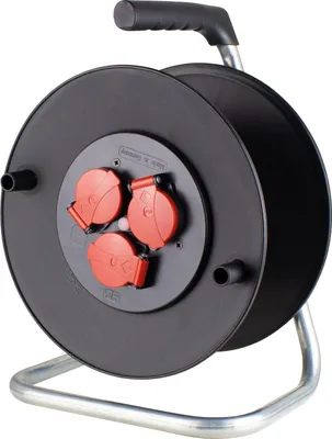 Produktbild von Leertrommel Kabeltrommel leer für ca. 50m Kabel 3 Steckdosen Thermoschutz IP44