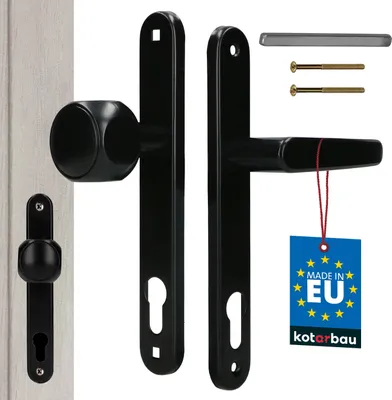 Produktbild von KOTARBAU® Drücker-Knauf 90 mm Türklinke Schwarz Türgriff PZ Langschild Garnitur Türknauf Drückergarnitur Zimmertür Türbeschlag Türbeschläge Innentüren Türdrücker Türdrückergarnitur Aluminiumeinsatz