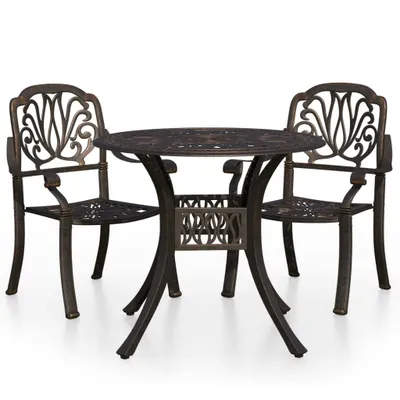 Obrázek produktu pro vidaXL 3dílná sada Bistro Set Litý hliník Bronz