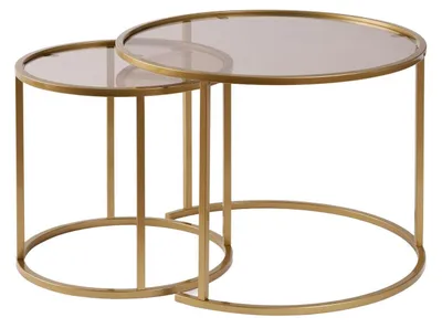 Image de Ensemble de tables basses en métal « Aurum » - 42 x 42 x 39 cm - bronze doré