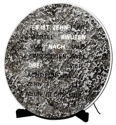 Produktbild von AMS T1289 Tisch- und Wanduhr mit LED-Wortuhr in Metallic-Optik