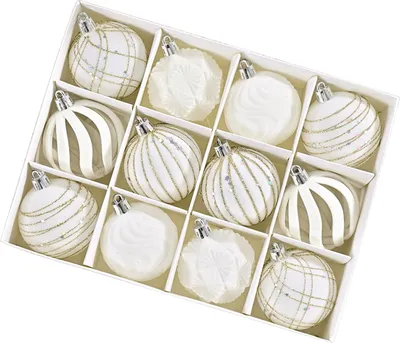 Produktbild von 12 Stück Samt-Weihnachtskugeln, dekorative Kunststoffornamente, Weihnachtsbaumschmuck für Weihnachten, Hochzeiten und Partys