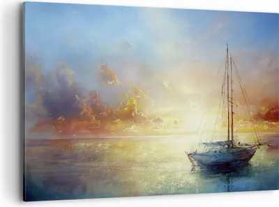 Produktbild von Bild auf Leinwand - Leinwandbild - Einteilig - Segelboot Westen die Sonne - 120x80cm - Wand Bild - Wanddeko - Wandbilder - Leinwanddruck - Bilder - Wanddekoration - Leinwand bilder - AA120x80-4145