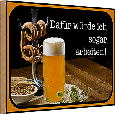 Produktbild von Holzschild Spruch 30x20cm Bier dafür würde ich arbeiten