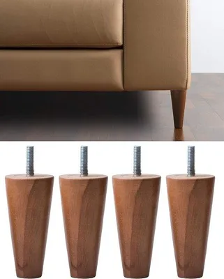 Produktbild von Konische Möbelbeine aus Holz, Walnussfarbe, Set mit 4 Stück, Höhe 120 mm