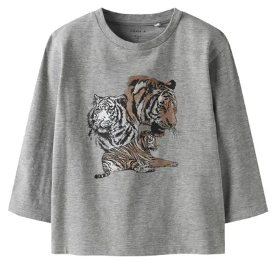 Immagine prodotto di NAME IT, maglietta a maniche lunghe per bambini, modello Nmmthornton Ls Nreg Top Box, colore grigio melange, taglia 104 cm