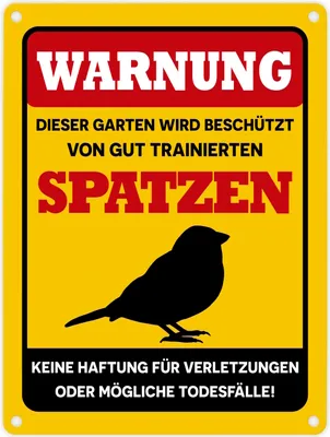 Produktbild von Warnung dieser Garten wird beschützt von Spatzen Metallschild in 15x20 cm