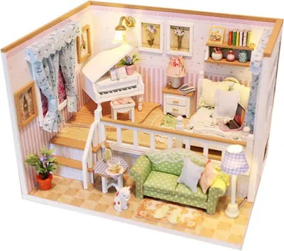 Produktbild von Habarri | Miniaturhaus - DIY-Puppenhaus - Holzhaus mit Möbeln und LED-Beleuchtung - Geschenk für Kinder - Für Dich