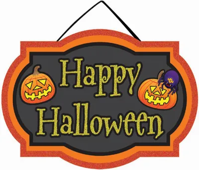 Produktbild von Happy Halloween Schild mit Kürbis & Glitter