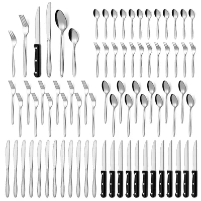 Produktbild von Besteckset Essbesteck - 72-teilig - Edelstahl - Silber - Für 12 Personen - Spülmaschinenfest