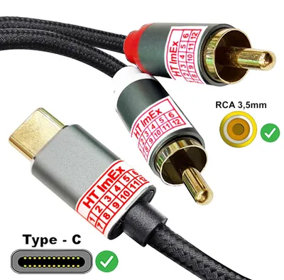 Produktbild von 1m USB-C auf 2x RCA Adapterkabel Nylon Vergoldet Audio Adapter Kabel Stereo