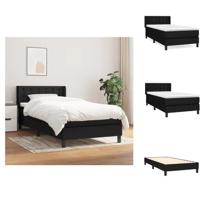 Produktbild von vidaXL Boxspringbett mit Matratze Schwarz 90x200 cm Stoff -  Betten & Bettgestelle