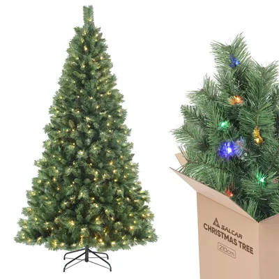 Produktbild von Salcar 210 cm Künstlicher Weihnachtsbaum mit Beleuchtung, 2 Lichtfarben (Warmweiß/Bunt), LED Tannenbaum inkl. Fernbedienung