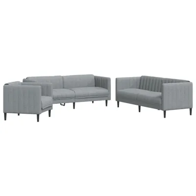 Produktbild von 3-tlg. Sofagarnitur Hellgrau Stoff
