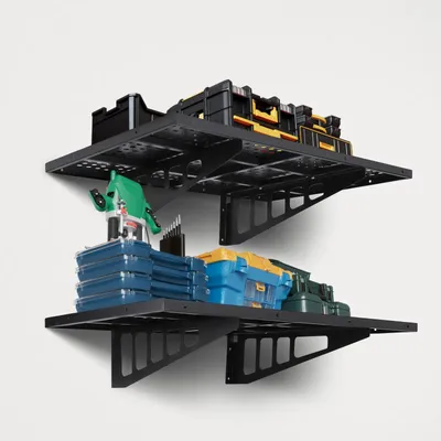 Immagine prodotto di Scaffali da garage - Scaffali a muro - Confezione da 2 - Per carichi pesanti - Scaffali sospesi - 49x122 cm - Argento