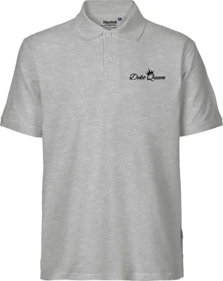 Produktbild von Huuraa Herren Polo Shirt Deko Queen Krone M Sport Grey Bio Baumwolle Fairtrade Poloshirt Geschenkidee