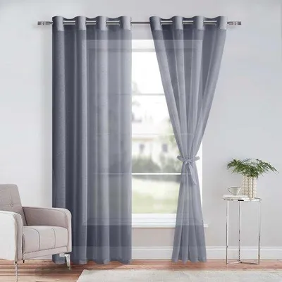 Image de Lot de 2 rideaux gris foncé, 280 x 140 cm
