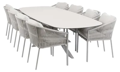 Produktbild von 9-teiliges Garten-Set | 8 Elvira-Gartenstühle | Gartentisch Malaga 280 x 115 cm | Camel