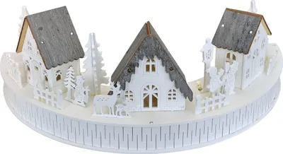 Zdjęcie produktu dla Drewniana wioska 3 domki LED 14x40 cm