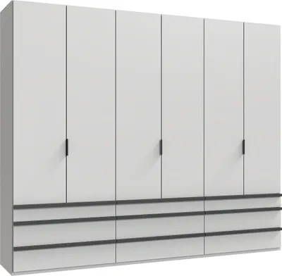 Produktbild von Falttürenschrank >OXFORD< in WEISS mit Schubladen - 300x236x58cm (BxHxT)