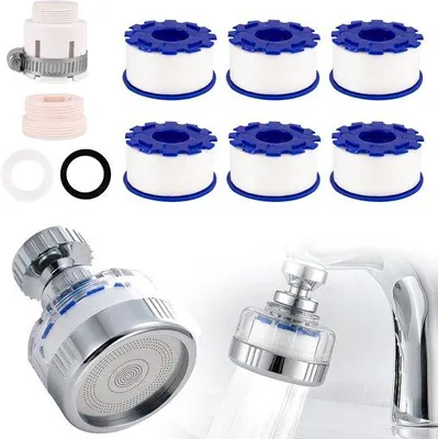 Produktbild von Kunststoff-Wasserhahn - drehbar - ideal für Küche und Bad - 6 Stück - weiß