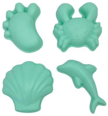 Produktbild von Scrunch Sandformen Spielzeug Set - Silikon Sandformen aqua grün