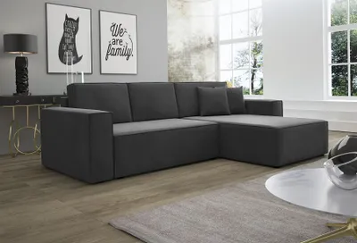 Produktbild von Ecksofa Schlafsofa Sofa CONOR Stoff Kronos Steel Morengo Ottomane Rechts