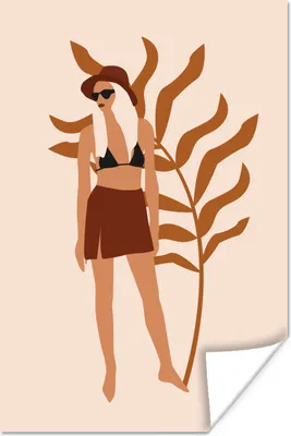 Produktbild von MuchoWow® Poster Sommer - Frau - Laub 120x180 cm - Kunstposter