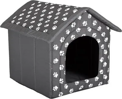 Image de Niche pour chien - toit amovible - grise - pieds - pour l'intérieur et l'extérieur - 52 x 46 x 53 cm - niche pour animaux - niche pour chien
