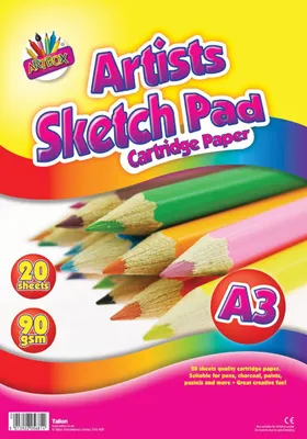 Skizzenblock A3, 20 Blatt, 90 g/m², weiß, ungestrichen