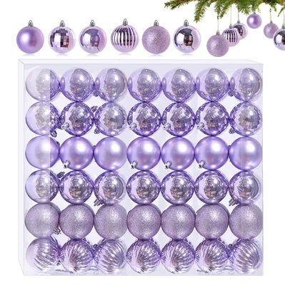 Productafbeelding van Mini-kerstballen - 6 verschillende designs - Kerstversiering - 42 stuks - 3 cm - Lila