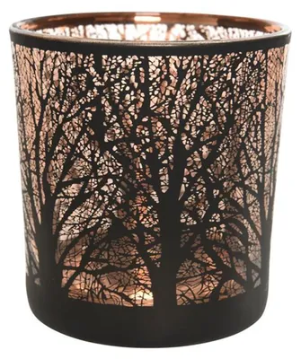 Produktbild von Windlicht Glas mit Baum Motiv 8cm, schwarz