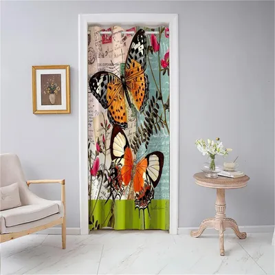 Immagine prodotto di Tenda oscurante con passanti, motivo floreale a forma di farfalla, 117x138 cm