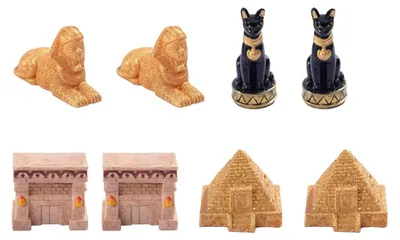 Ägyptische Miniaturfiguren, 8-teilig, Harz, Wüstenstadt, Pyramiden