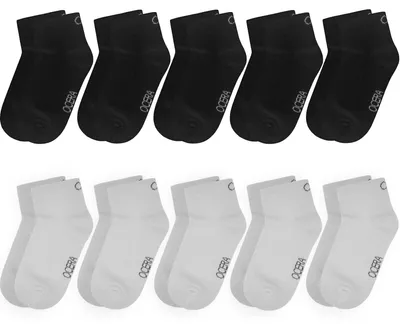 Produktbild von OCERA 10 Paar Kurzschaft Socken für Kinder (uni) in verschiedenen bunten Farben - 10 Paar Schwarz-Weiß-Mix, 35-38